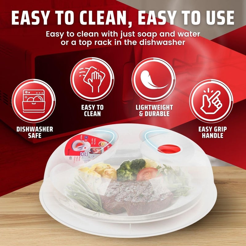 Flexzion 11.5 Inch Microwave Splatter Cover - BPA-Free Anti-Splatter Microwave Cover with Adjustable Steam Vent, Dishwasher Safe, Transparent Plastic Food Covers for Microwave Cooking - Image 4